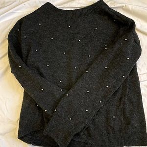 Beaded Charcoal Sweater